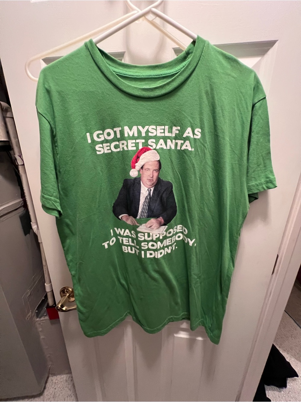 Ripple Junction Green Holiday Graphic Tee with Santa Hat Print